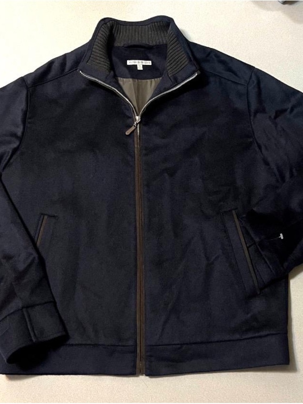 Peter Millar Navy Zip-Front Bomber Jacket